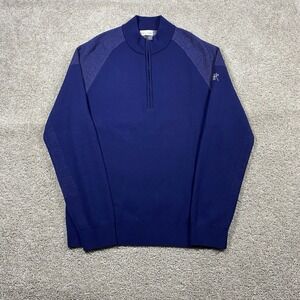 Kjus KULM Half Zip Pullover Sweater Mens XL 54 Merino Wool Blend Blue Golf Lined